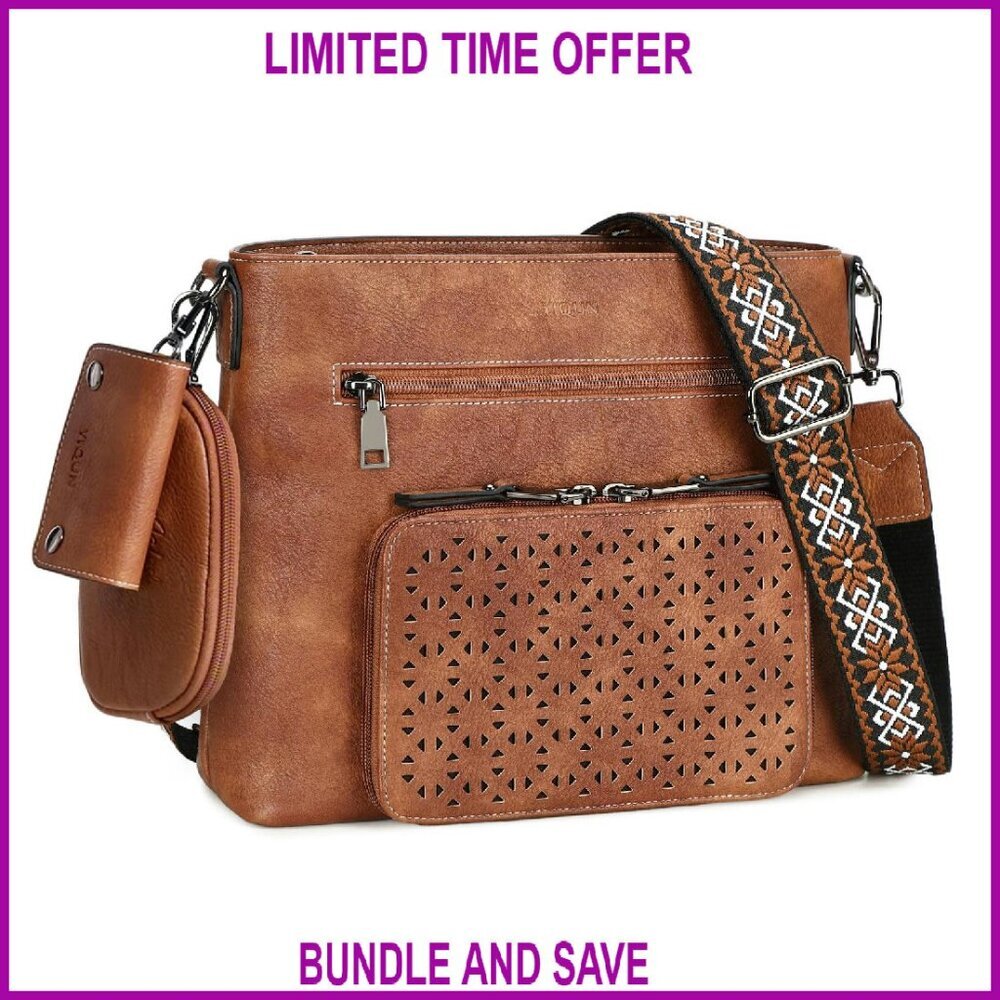 Medium PU Leather Crossbody Bag with Multi Pockets & Adjustable Strap